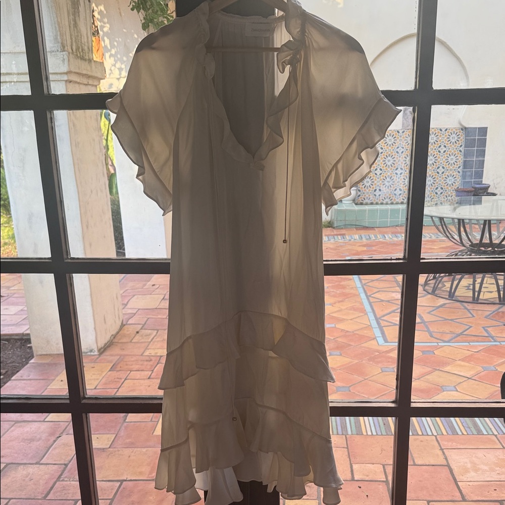 Zimmermann Cream Ruffled Blouse